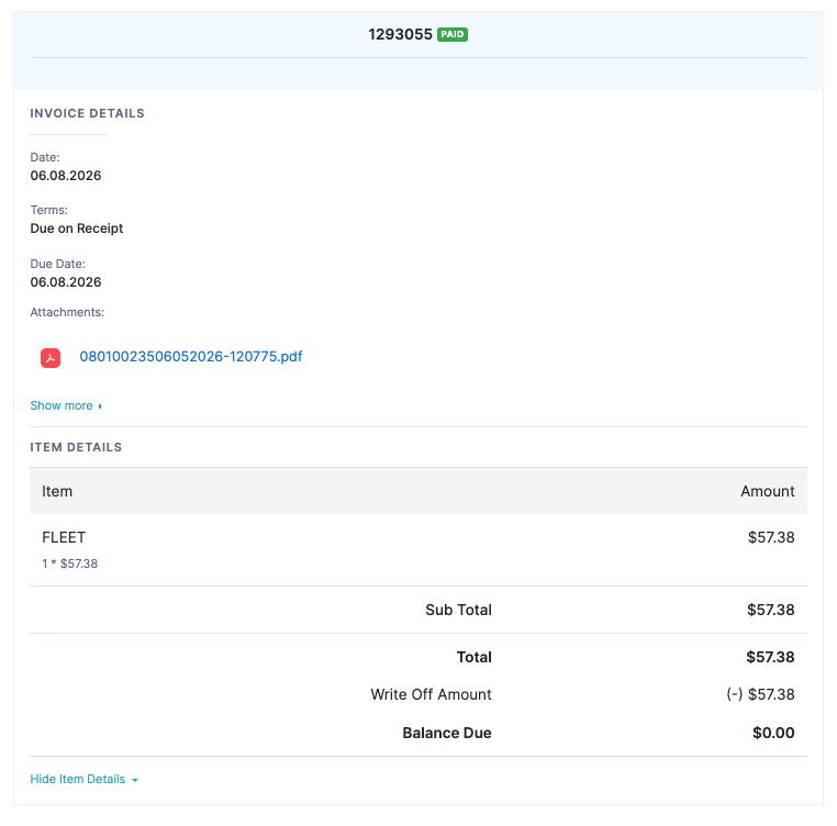 Fleet Card Digital Invoice en Platform